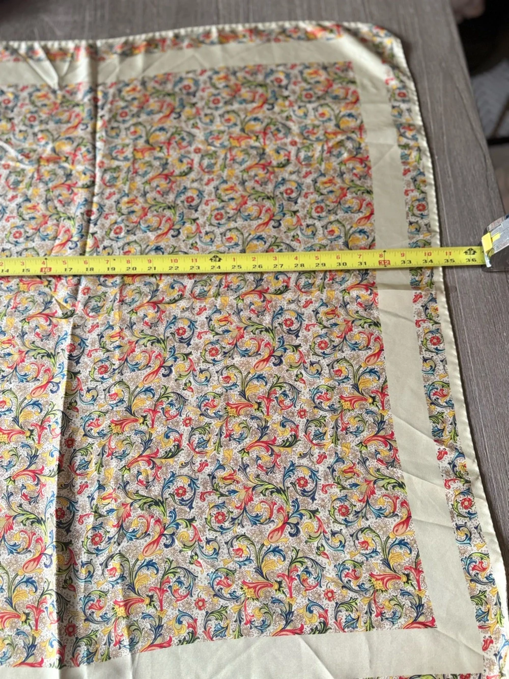 Vintage 100% Silk Floral Scroll Scarf Made in Italy Square 34x34 Made in Italy